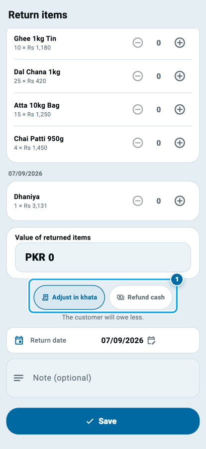 Wasoolo ke khata return par paise ka faisla: Adjust in khata ya Refund cash